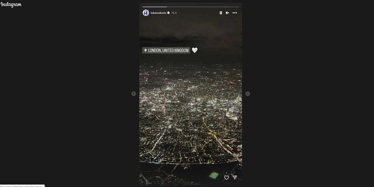 Objava Luke Vuškovića na Instagramu