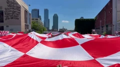 Razvijanje hrvatske zastave u New Yorku, Foto: HTV/HRT