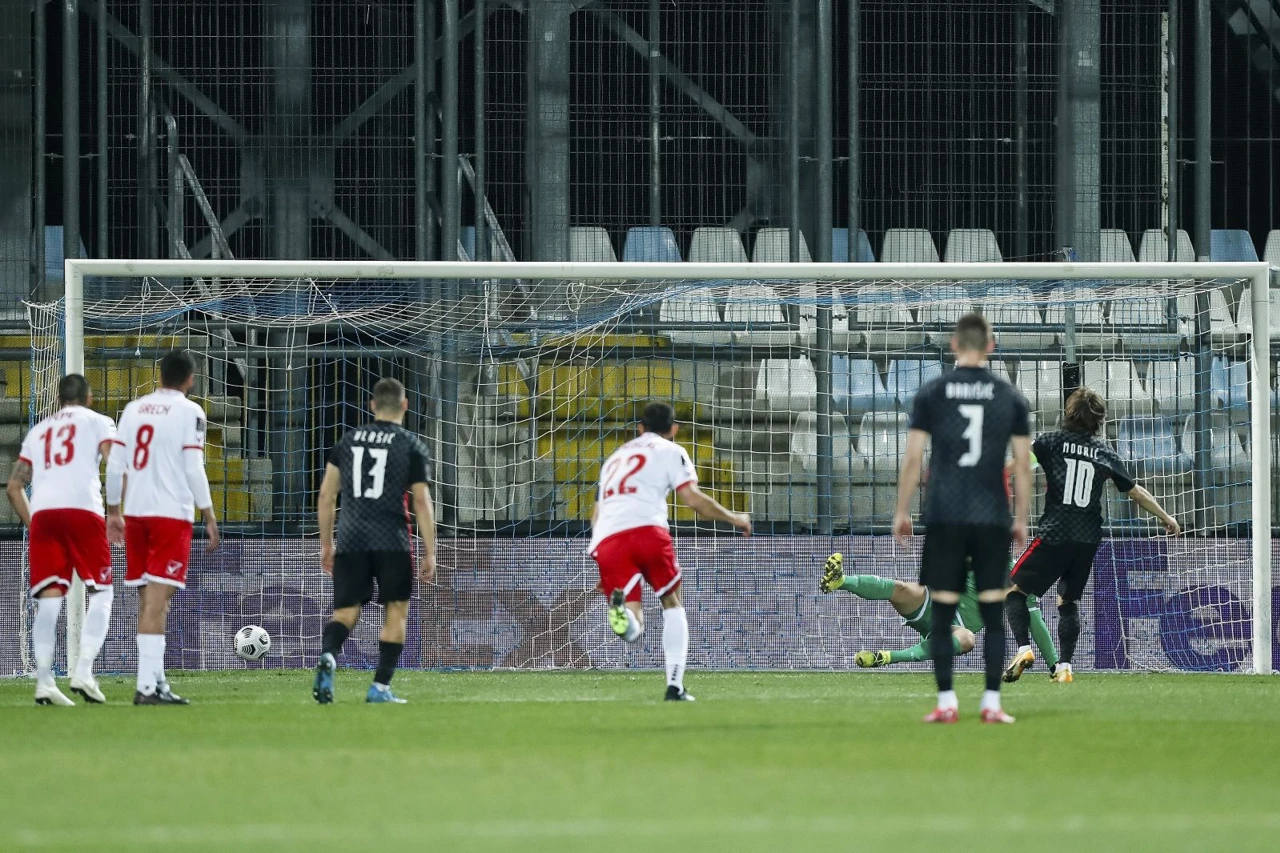 Luka Modrić zabija Malti, 30.3.2021., Foto: Goran Kovacic/PIXSELL