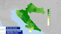 ukupna količina oborine u rujnu 2024., Foto: HTV/DHMZ/HRT