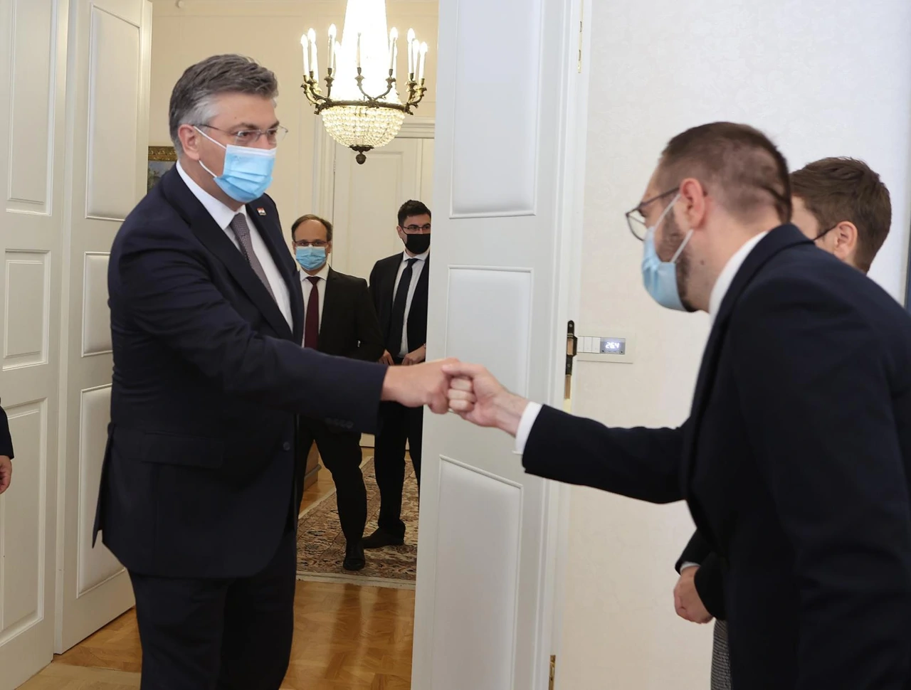 Sastanak Plenkovića i Tomaševića u Banskim dvorima, Foto: Marko Prpić/PIXSELL