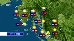 Vremenska prognoza, 30.6.2022., Foto: HTV/HRT