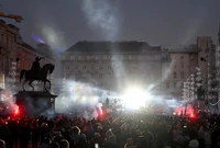 Navijači na Trgu bana Jelačića, Foto: Davor Puklavec /Pixsell