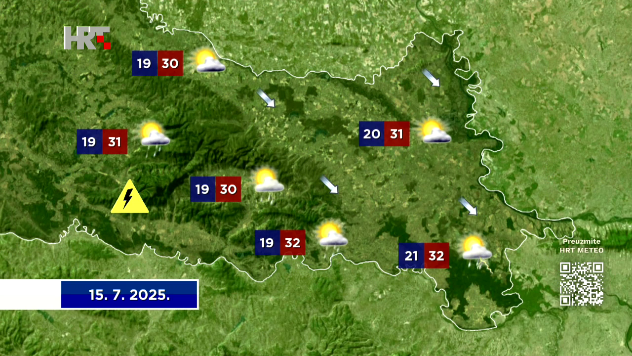 Prognoza vremena 15.7.2025., Foto: HTV/HRT