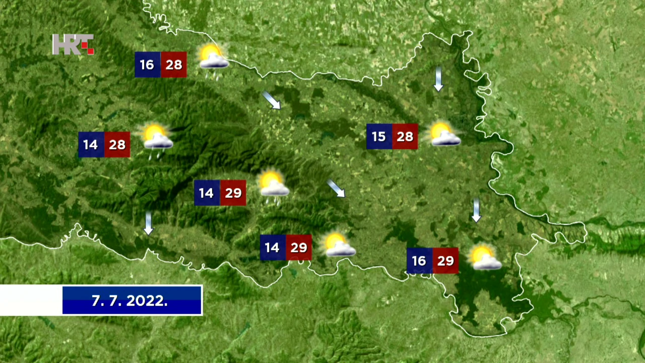Vremenska prognoza, 7.7.2022. , Foto: HTV/HRT