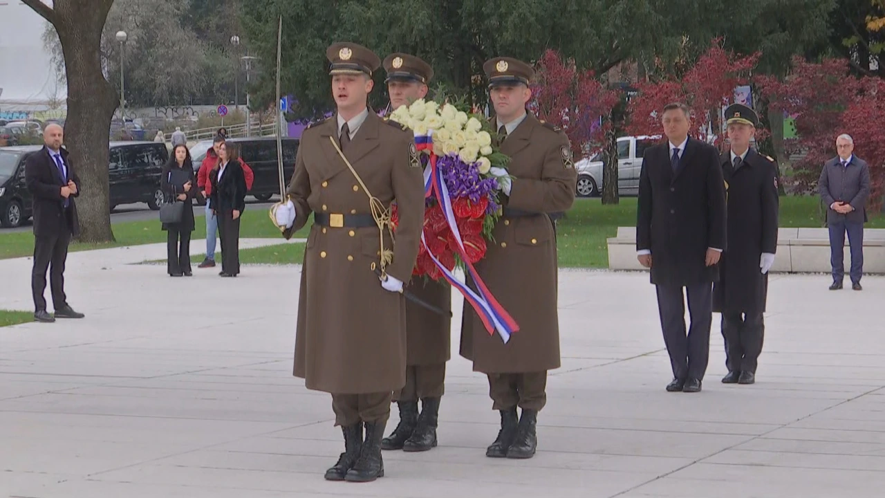 Pahor položio vijenac ispred Spomenika Domovini, Foto: HTV/HRT