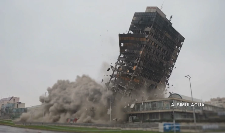 AI simulacija rušenja Vjesnika