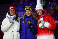 Ebba Andersson, Heidi Weng i Nadja Kaelin , Foto: Guglielmo Mangiapane/REUTERS