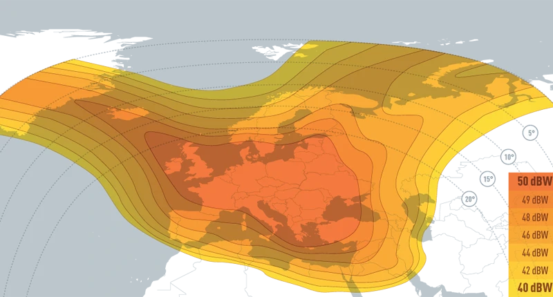 EUTELSAT 16A coverage in Europe