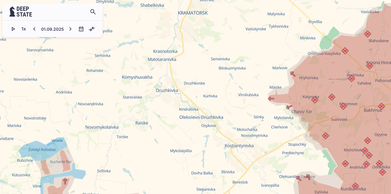Rusko napredovanje u smjeru Kostjantinivke 1. rujna