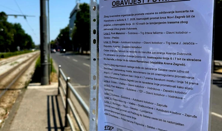 Obavijest ZET-a putnicima