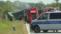 Vinkovci: U sudaru dva teretna vozila poginula jedna osoba, Foto: HTV/HRT
