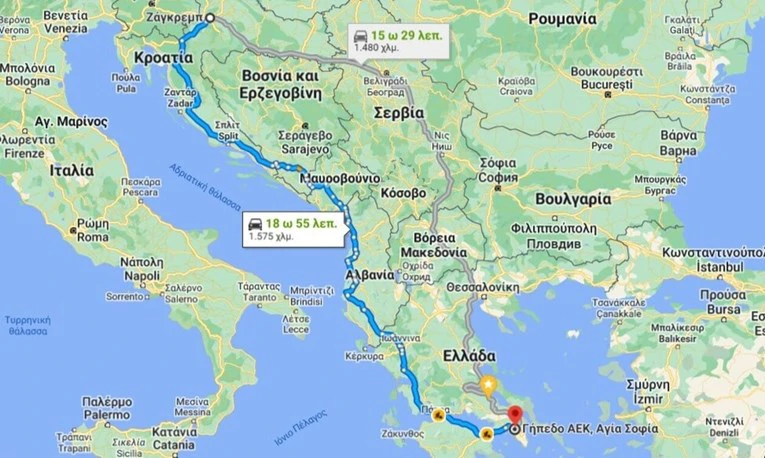 Ruta kretanja prema Ateni