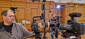 Snimanje emisije Razgovor s razlogom: nadbiskup Mate Uzinić, Foto: Siniša Hajduk/HRT