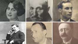 Maria Polla Puecher, Franz Jaskch, Rudolf Župan / donji red:  Giulio Smareglia, Mario Carlin, Alfredo Martinz