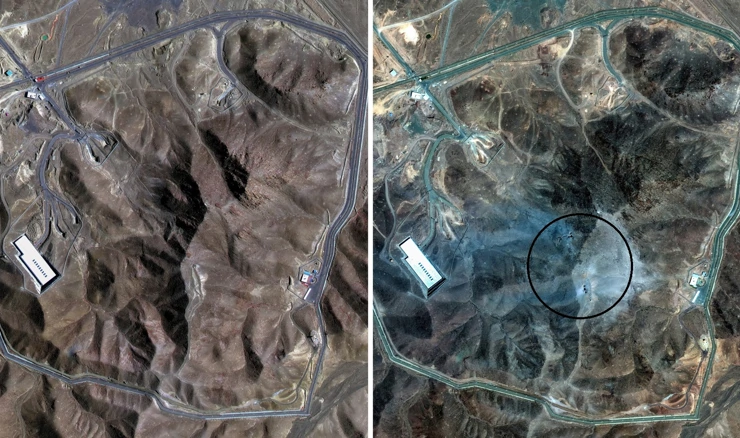 Satelitske snimke Fordowa prije i nakon američkog napada