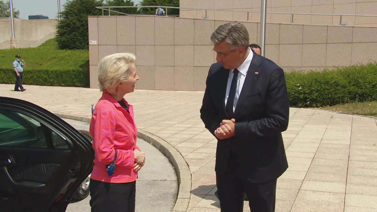 Predsjednica Europske komisije Ursula von der Leyen doputovala je u Zagreb, Foto: HTV/HRT