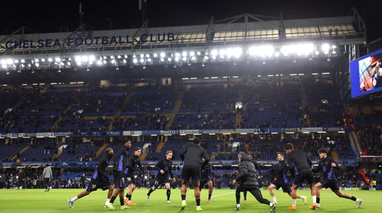 Zagrijavanje igrača Barcelone na Stamford Bridgeu