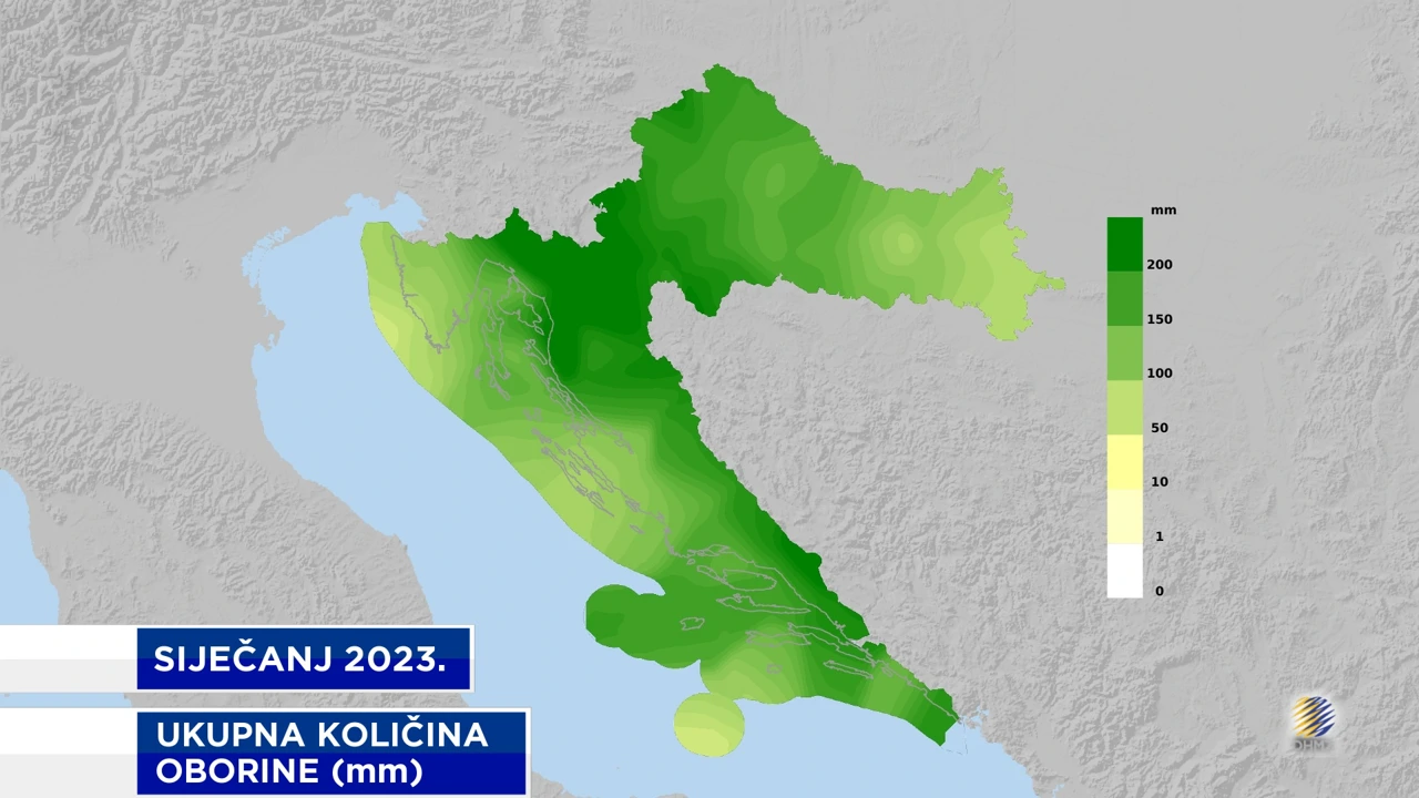 ukupna količina oborine (mm) u siječnju 2023.