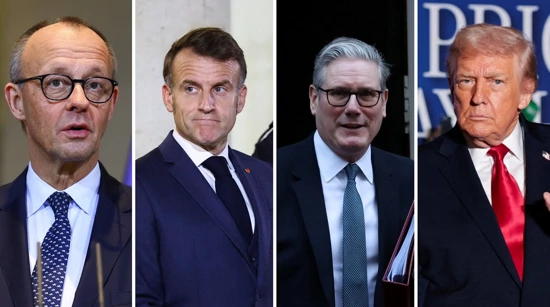 Friedrich Merz, Emmanuel Macron, Keir Starmer, Donald Trump