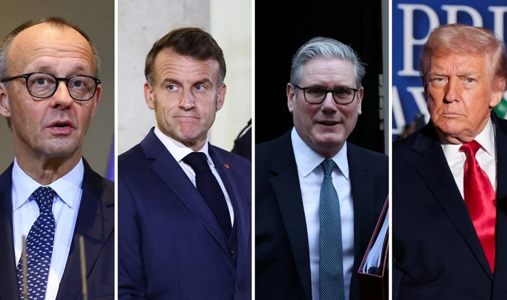 Friedrich Merz, Emmanuel Macron, Keir Starmer, Donald Trump