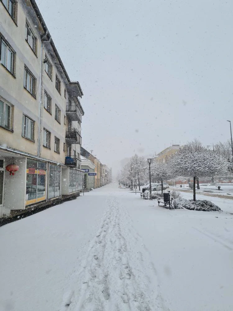 Snijegom pokrivene prazne ulice Gline, Foto: HTV/HRT