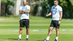 Trener Osijeka Nenad Bjelica i njegov pomoćnik Rene Poms