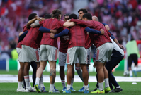Atletico Madrid - Arsenal, igrači Arsenala na zagrijavanju, Foto: Violeta Santos Moura/REUTERS