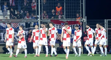 Hrvatski nogometaši na utakmici protiv Farskih Otoka