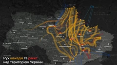 Putanja ruskih dronova i projektila u napadu na Ukrajinu, 9./10. listopada