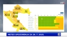 upozorenja za opasne vremenske pojave za subotu, 26. 7. 2025.