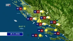 Vremenska prognoza za 29.6.2022., Foto: HTV/HRT