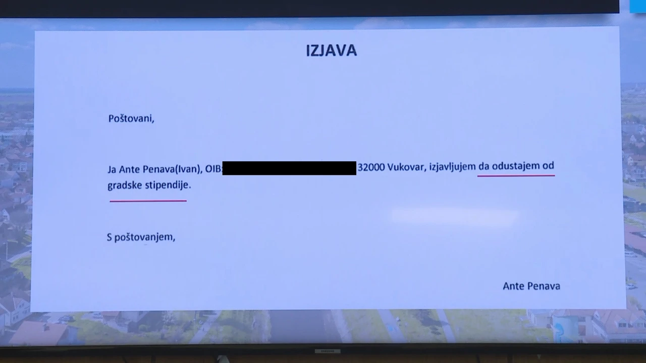 Izjava Ante Penave o odustajanju od stipendije
