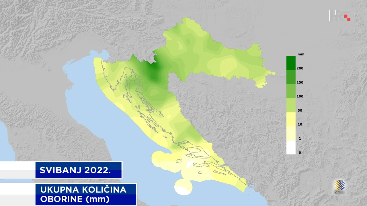 ukupna količina oborine u svibnju 2022., Foto: DHMZ/HTV/HRT