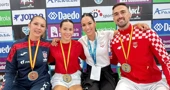 Nikolina Golomboš, Ema Sgardelli i Ivan Kvesić s izbornicom Ivanom Bebek-Bašić