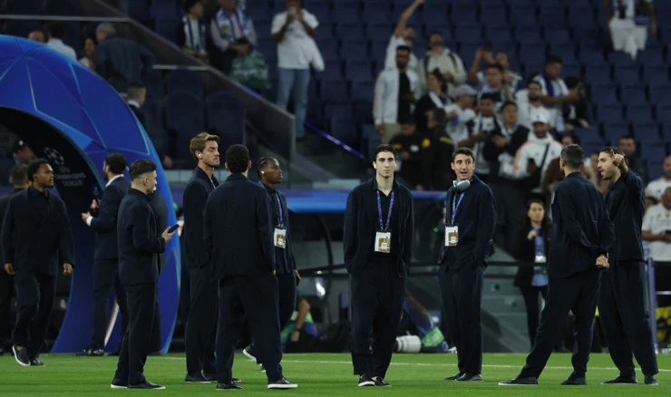 Igrači Juventusa na terenu uoči utakmice
