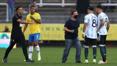 Nicolas Otamendi, Marcos Acuna trener Lionel Scaloni tijekom prekida , Foto: Amanda Perobelli/REUTERS