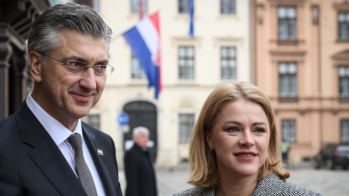 Premijer Andrej Plenković s latvijskom premijerkom Evikom Siliņom, Foto: Josip Regovic/PIXSELL