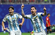 Lionel Messi slavi gol Argentine za izjednačenje na 2:2 , Foto: Carlos Barria/REUTERS