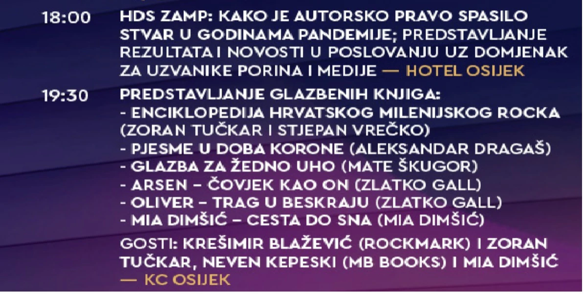 Program Tjedna Porina u srijedu, 23. ožujka