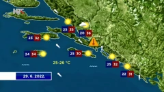 Vremenska prognoza za 29.6.2022., Foto: HTV/HRT