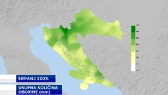 ukupna količina oborine u srpnju 2025., Foto: HTV/DHMZ/HRT