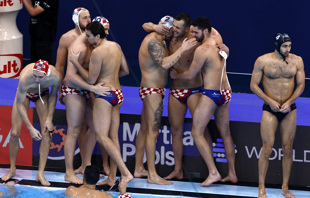 Slavlje hrvatskih vaterpolista nakon plasmana u finale SP-a, Foto: Clodagh Kilcoyne/REUTERS