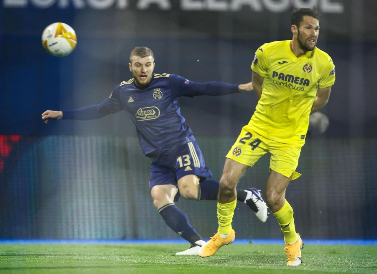 Dinamo - Villarreal. Stefan Ristovski, Alfonso Pedraza , Foto: Matija Habljak/PIXSELL