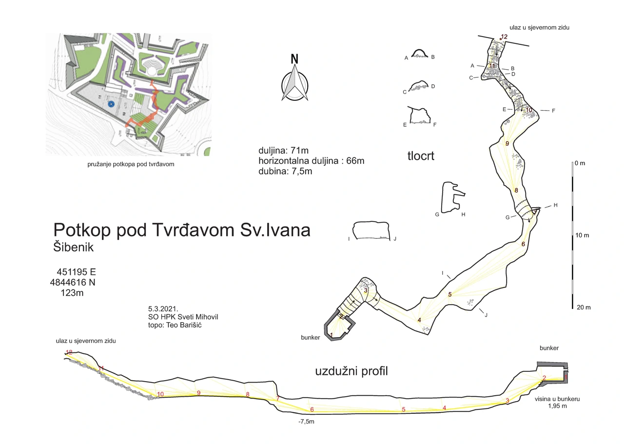 Nacrt tunela pod tvrđavom sv. Ivana u Šibeniku, Foto: Teo Barišić/Tvrđava kulture Šibenik
