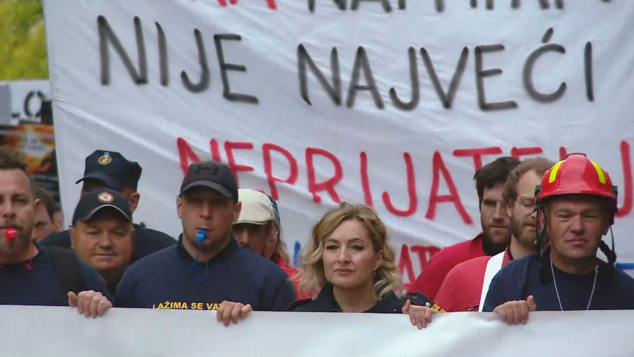 Prosvjed vatrogasaca, Foto: HTV/HRT