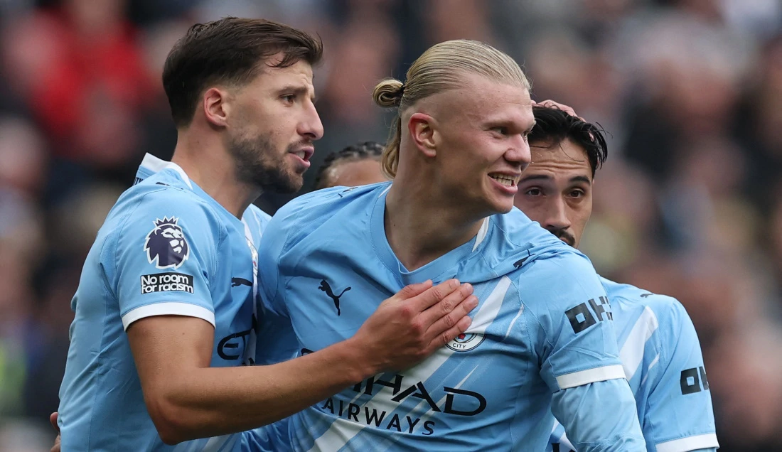 City golovima Haalanda slavio protiv Evertona