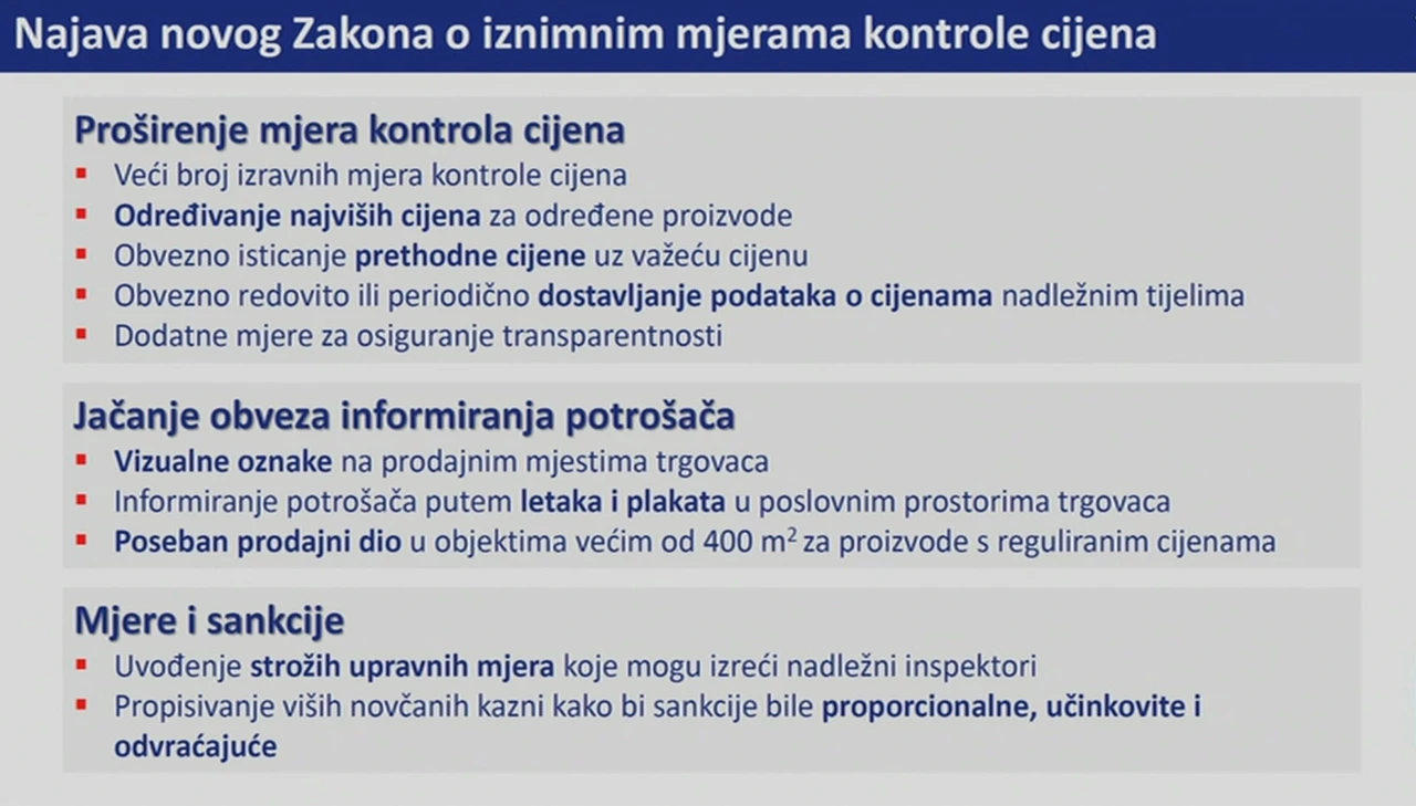 7. Najava novog zakona o iznimnim mjerama kontrole cijena