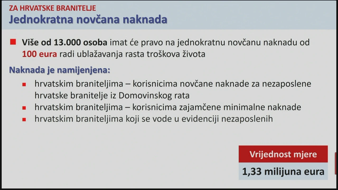 Jednokratna novčana naknada za hrvatske branitelje