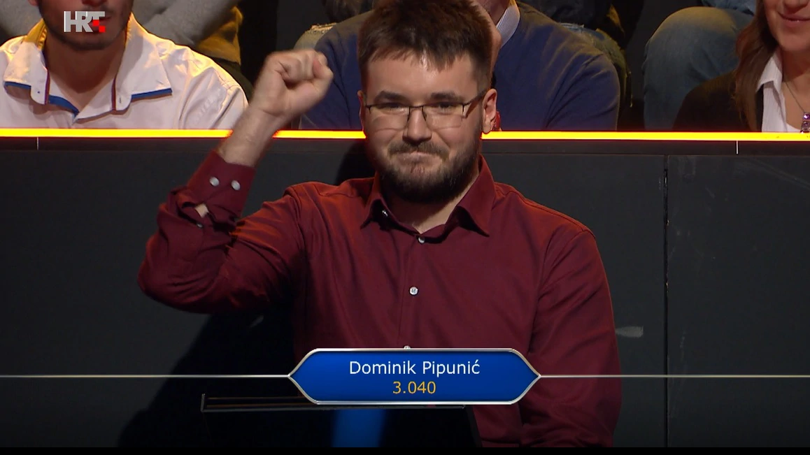 Dominik Pipunić, Foto: Tko želi biti milijunaš?/HRT